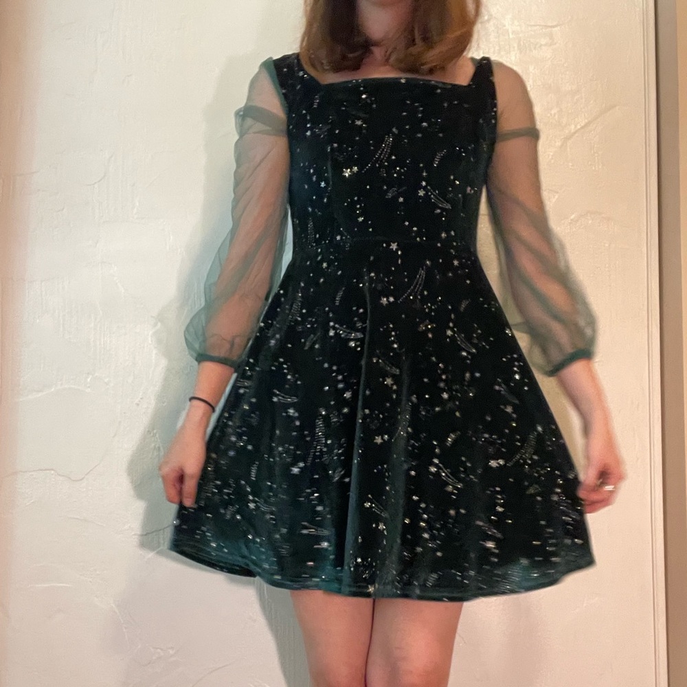 Green Velvet Constellation Dress